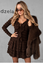 Sukienka mini z falbankami Still Miss You czekoladowa