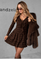 Sukienka mini z falbankami Still Miss You czekoladowa