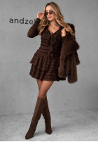 Sukienka mini z falbankami Still Miss You czekoladowa