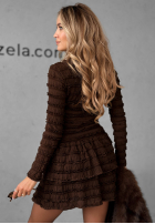 Sukienka mini z falbankami Still Miss You czekoladowa