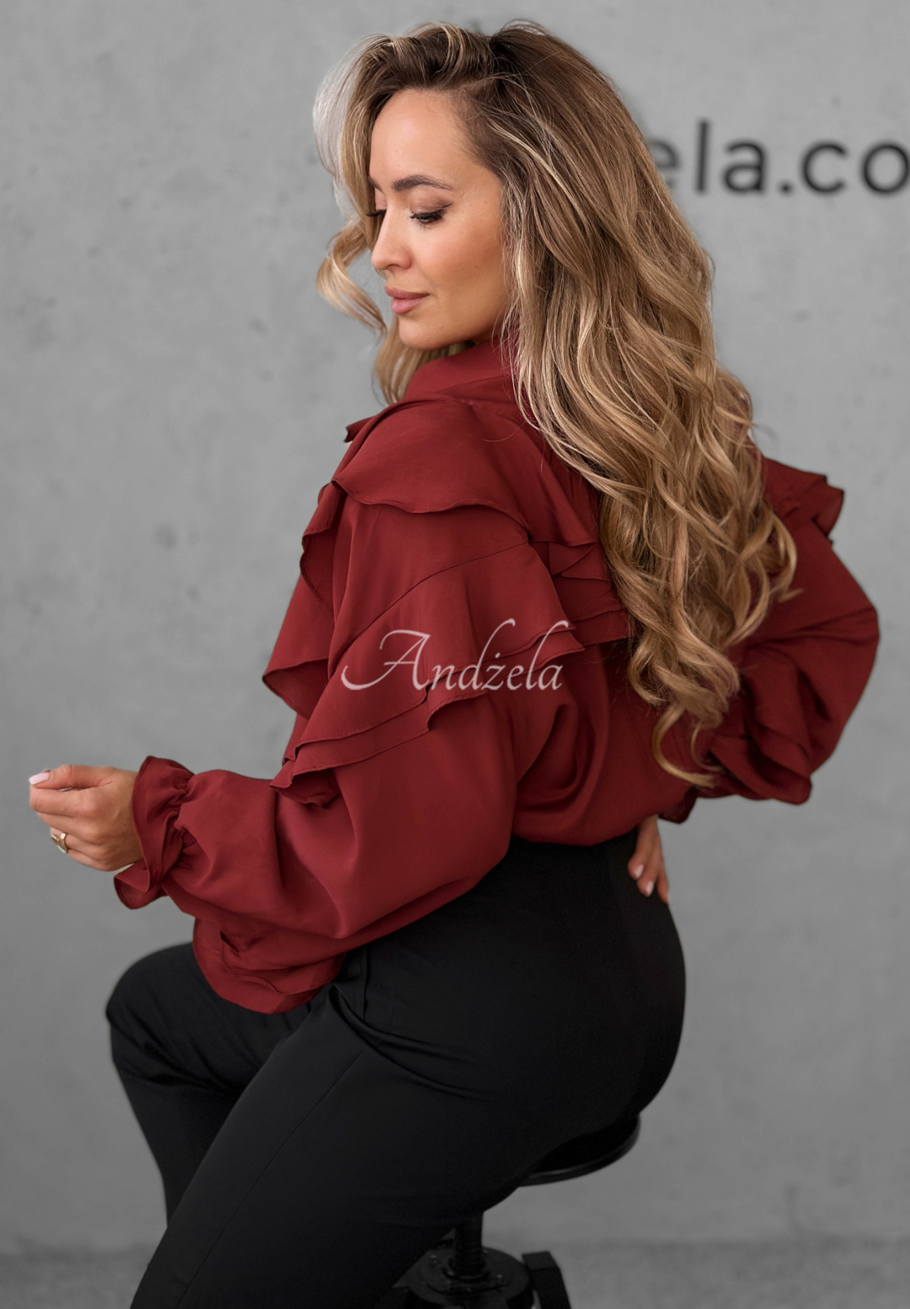 Majestic Dreams burgundy viscose shirt with frills
