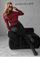 Krótki sweter Single Snowflake burgundowy