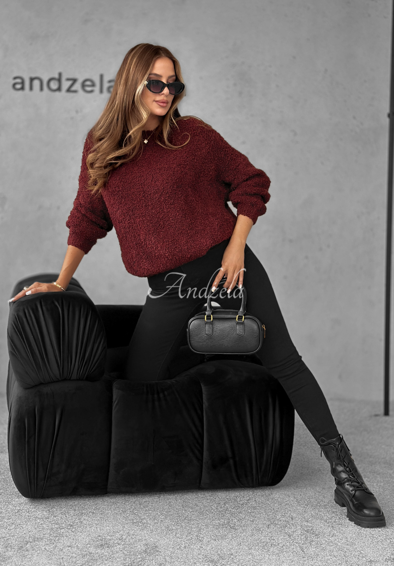 Cuddly Companion burgundy mohair and wool sweater