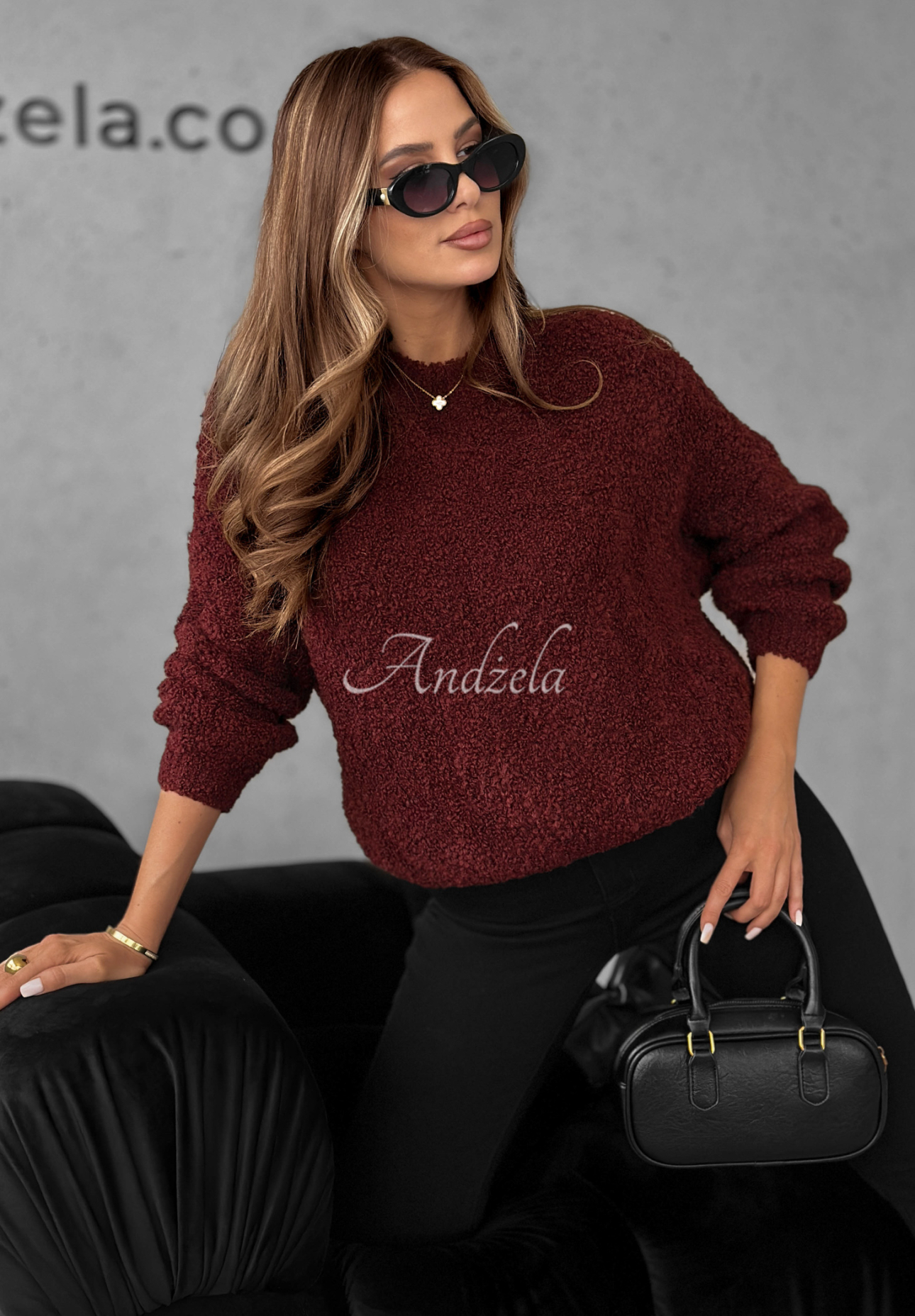 Cuddly Companion burgundy mohair and wool sweater