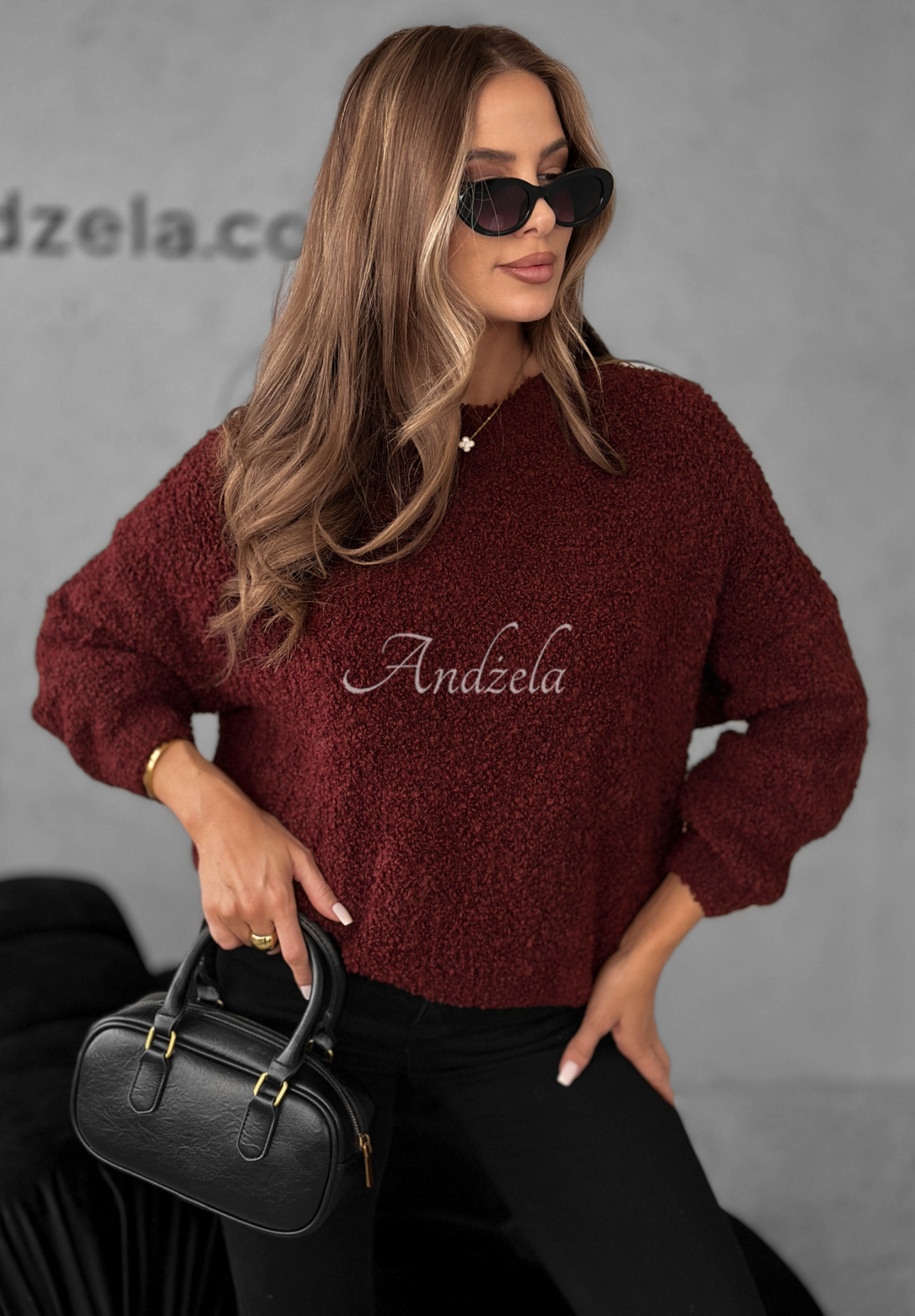 Cuddly Companion burgundy mohair and wool sweater