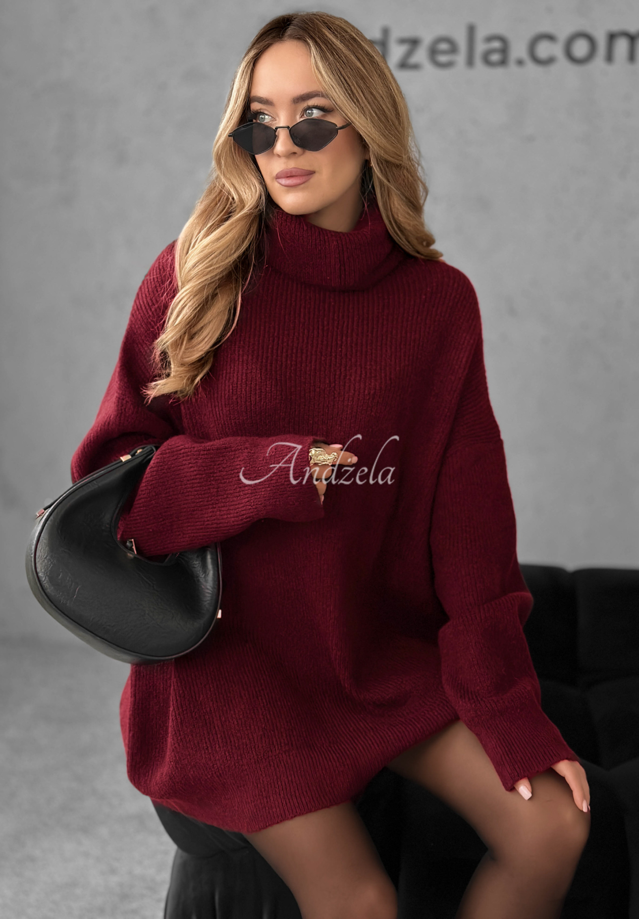 Mavi burgundy turtleneck sweater