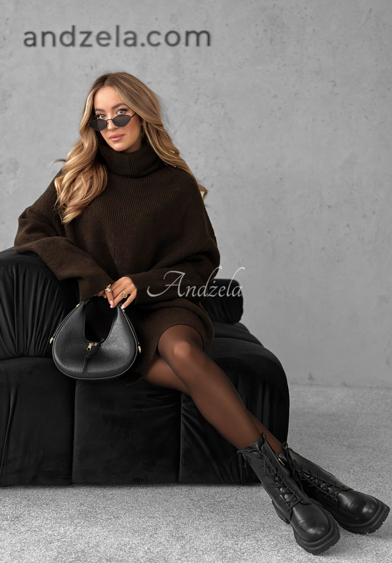 Sweter z golfem Mavi czekoladowy II