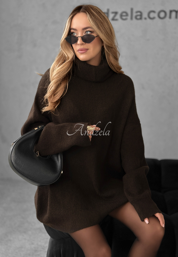 Sweter z golfem Mavi czekoladowy II