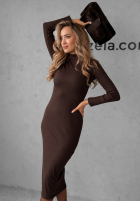 Prążkowana Dress midi Smile Again in chocolate