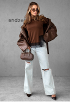 T-shirt z koronką Daily Lace czekoladowy