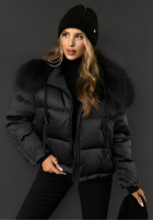 Puchowa kurtka z futerkiem In Your Dreams czarna