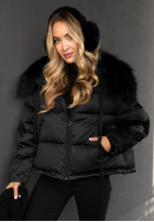 Puchowa kurtka z futerkiem In Your Dreams czarna