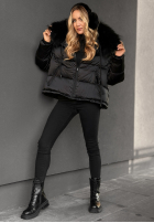 Puchowa kurtka z futerkiem In Your Dreams czarna