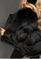 Puchowa kurtka z futerkiem In Your Dreams czarna