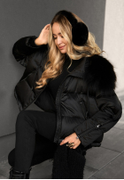 Puchowa kurtka z futerkiem In Your Dreams czarna