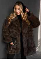 Płaszcz futerko z kołnierzem Chestnut Hill czekoladowy