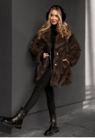 Płaszcz futerko z kołnierzem Chestnut Hill czekoladowy