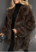 Płaszcz futerko z kołnierzem Chestnut Hill czekoladowy