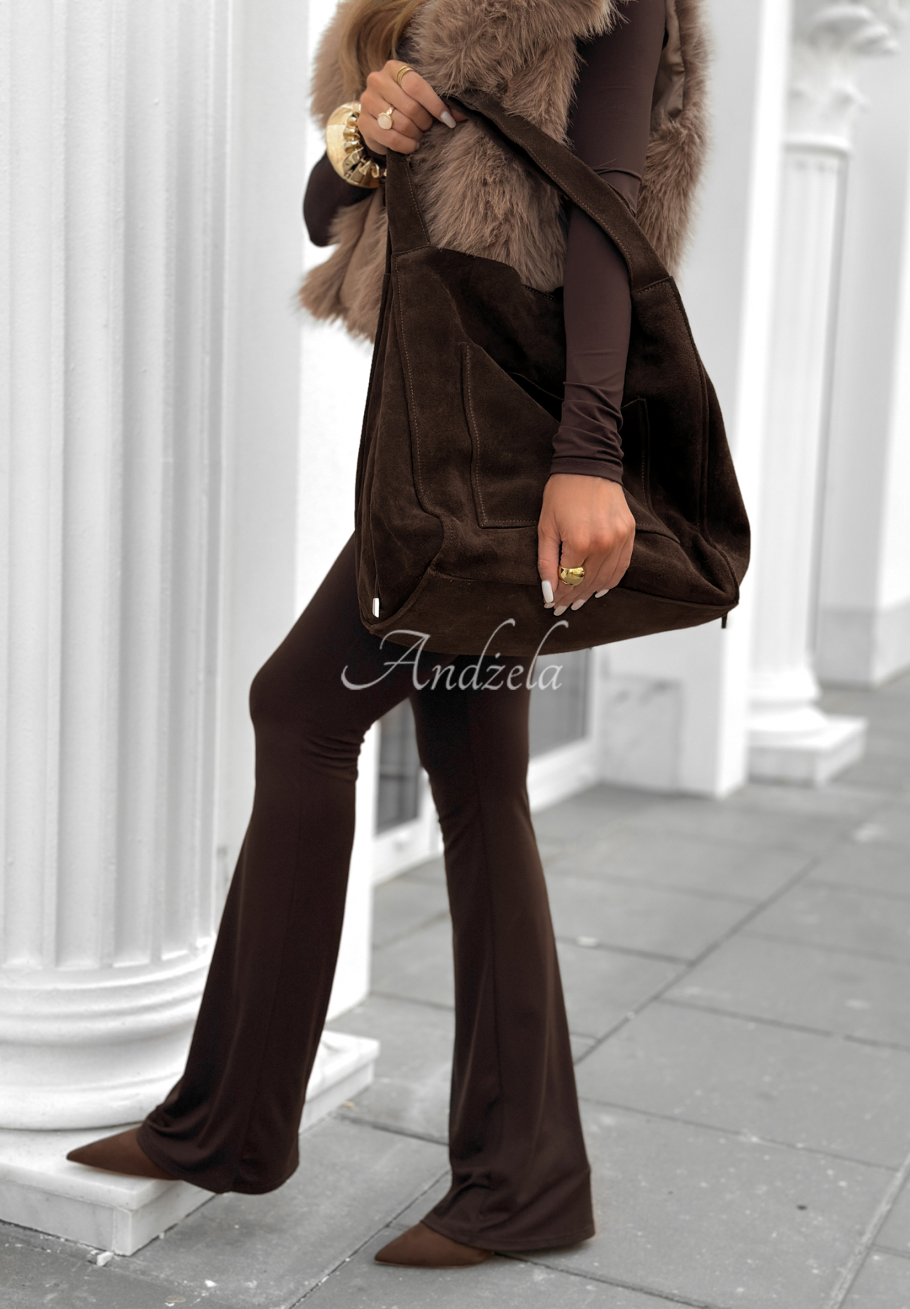 Zamszowa torebka Inspire to Aspire czekoladowa