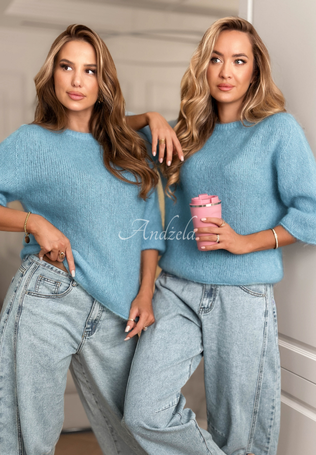 Moherowy sweter Give Me Space niebieski