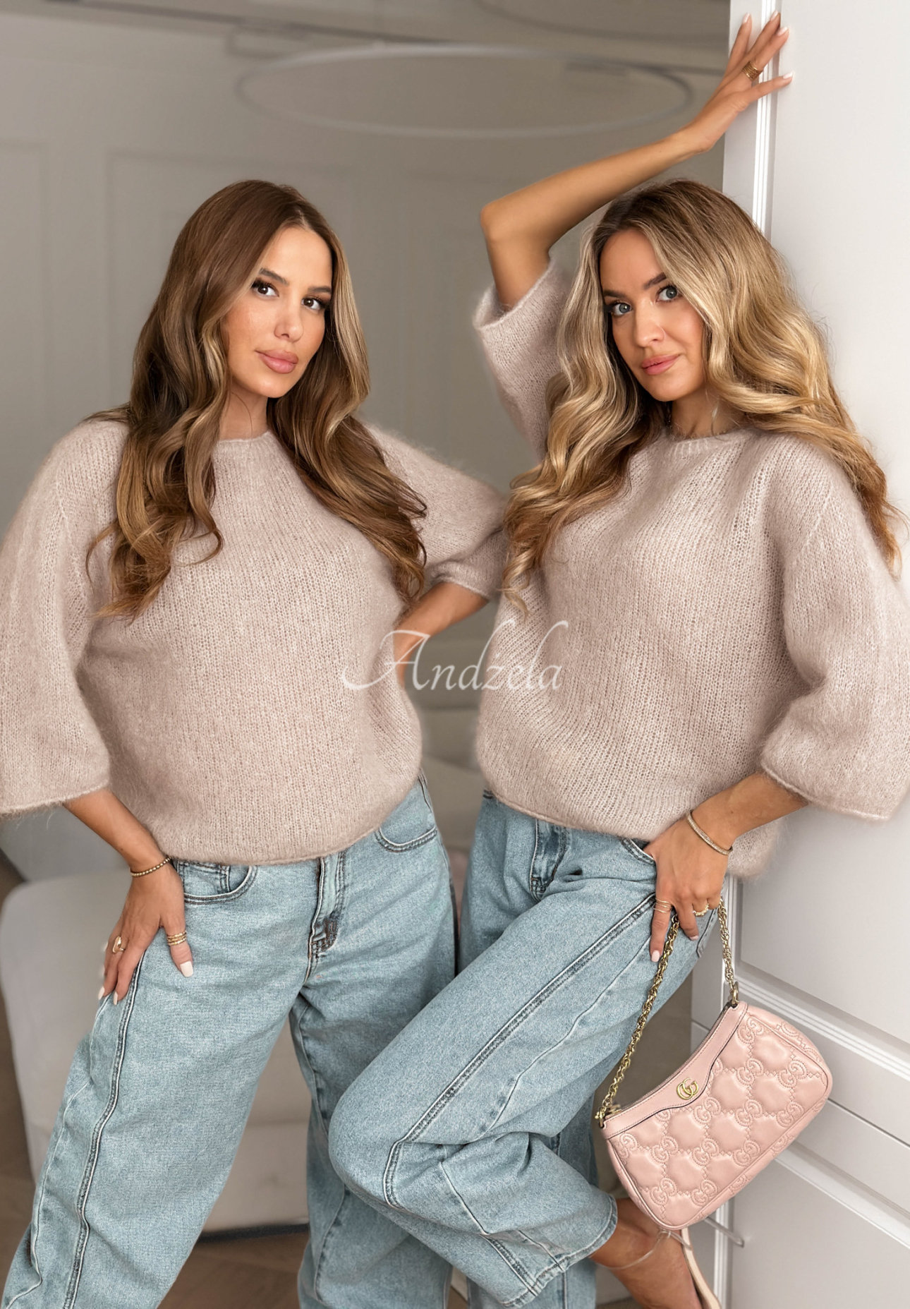 Moherowy sweter Give Me Space beżowy