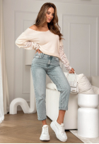 Lekki sweter z koronką Sun Springs beżowy