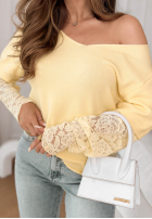 Lekki sweter z koronką Sun Springs żółty