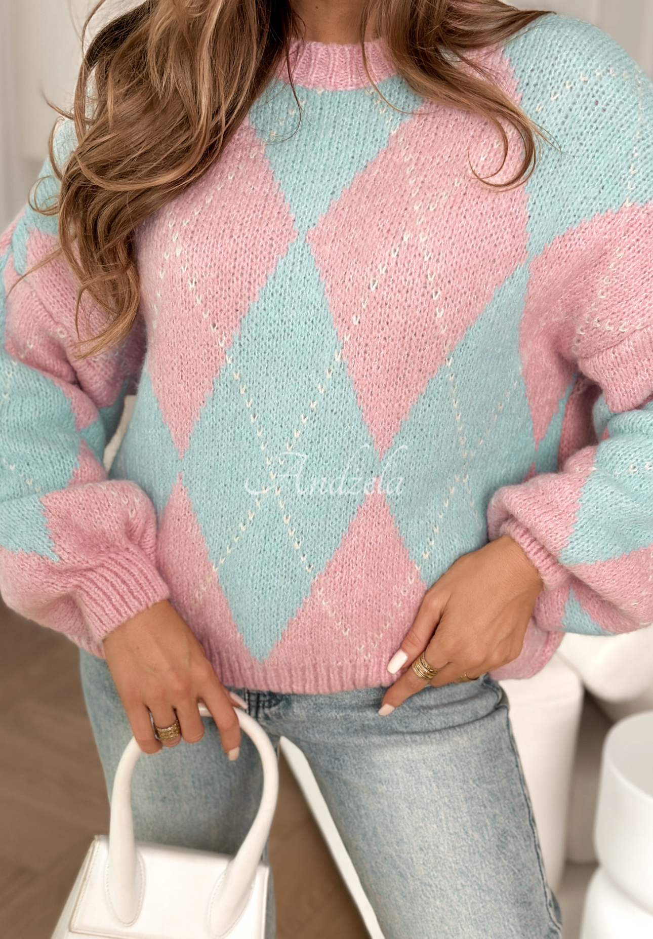 Soft romper sweater with wool and viscose The Most Beautiful pink and blue