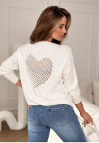 Lekki sweter z ażurowym sercem From The Heart ecru