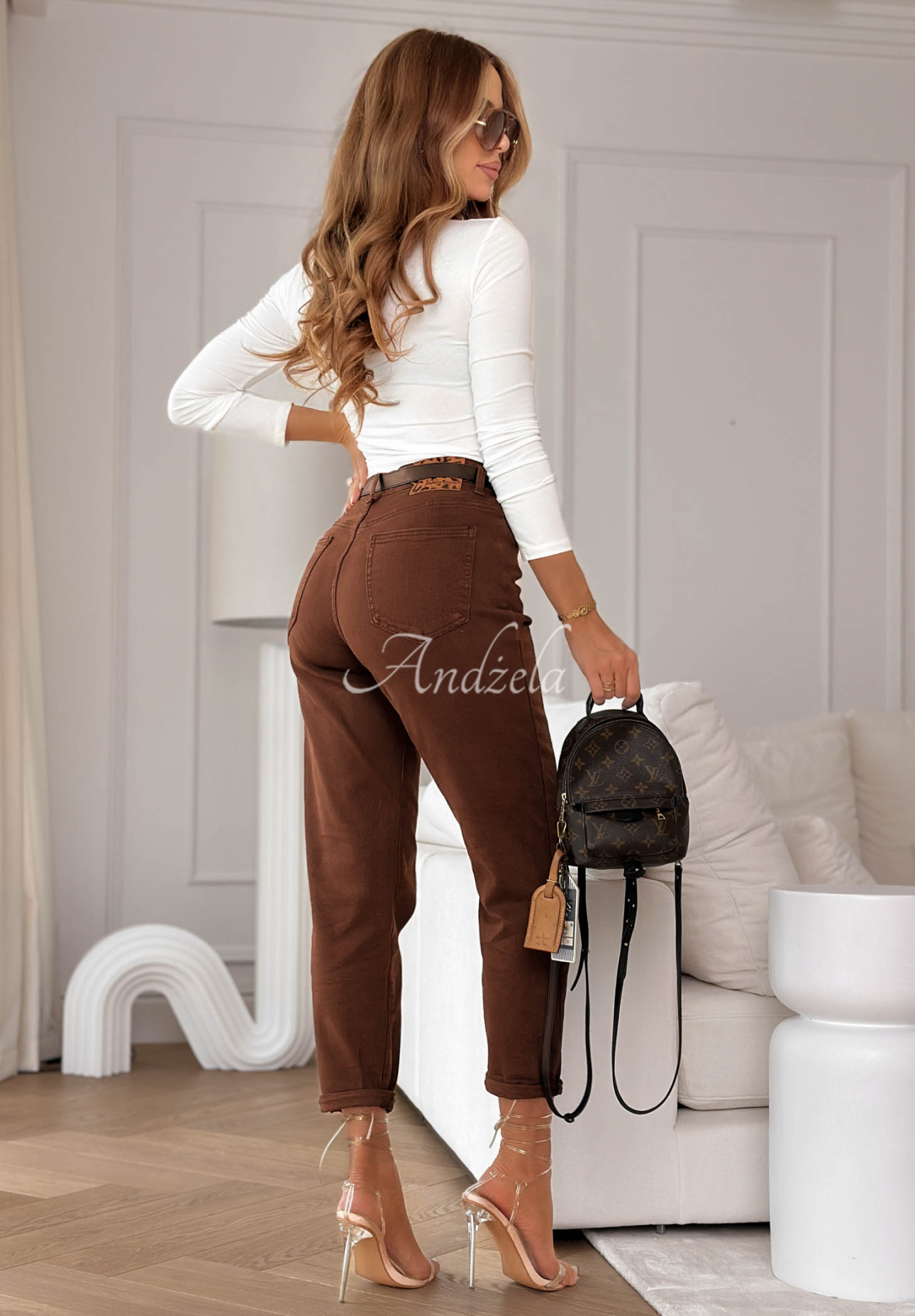 Follow My Steps chocolate denim baggy fit pants