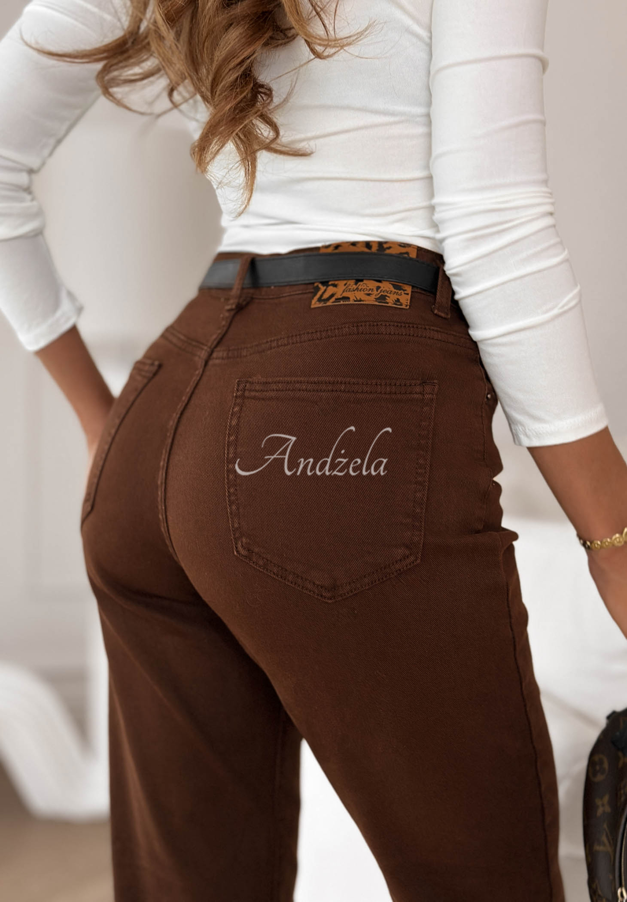 Spodnie jeansowe baggy fit Follow My Steps czekoladowe