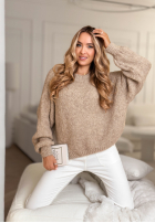 Sweter z bufiastymi rękawami Maybe Never beżowy