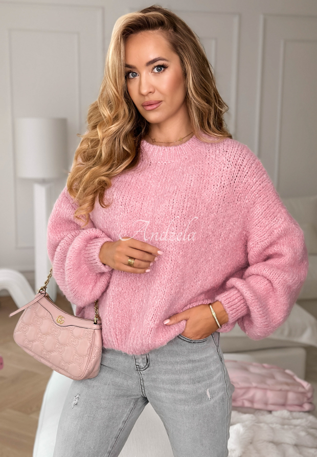 Sweater with buff sleeves Maybe Never pink
