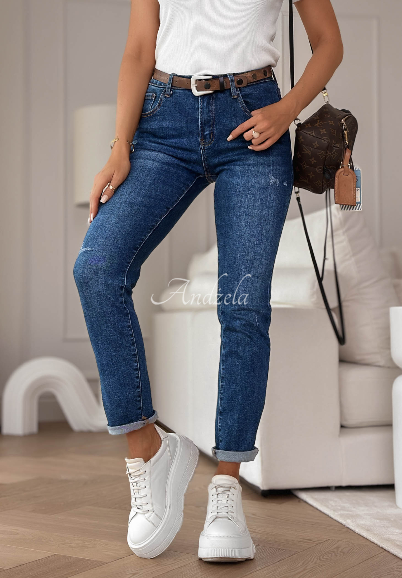 Spodnie jeansowe skinny Missed Again niebieskie