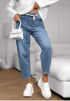 Spodnie jeansowe balloon fit Not Follow niebieskie