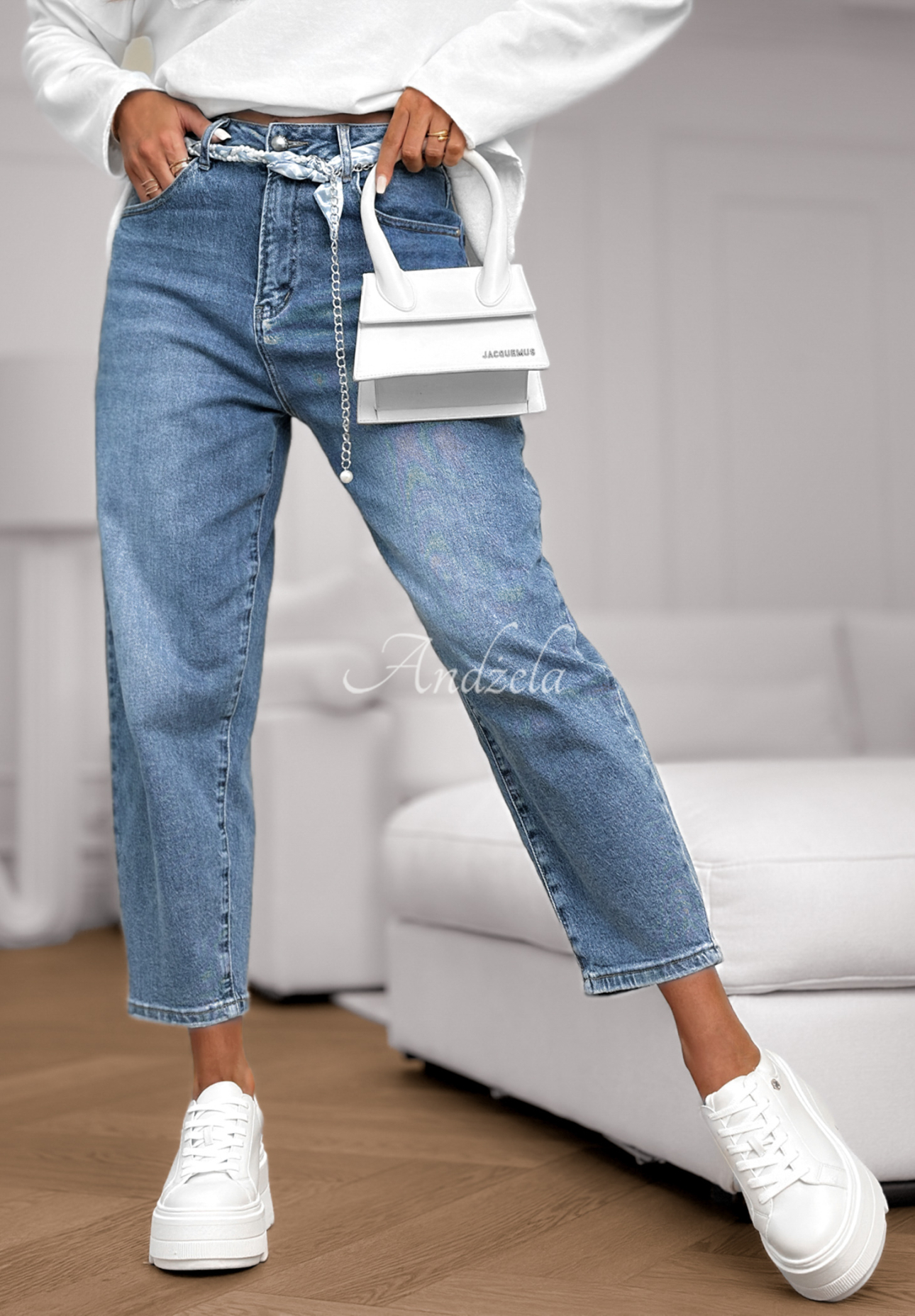 Spodnie jeansowe balloon fit Not Follow niebieskie