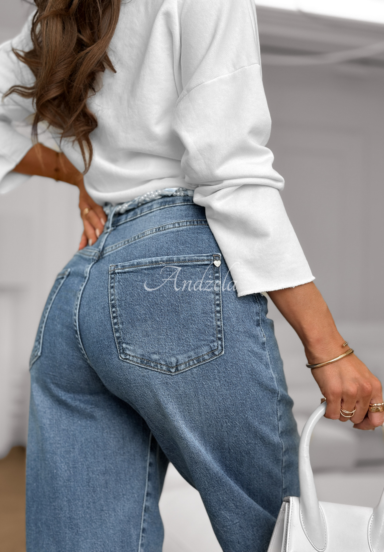 Spodnie jeansowe balloon fit Not Follow niebieskie