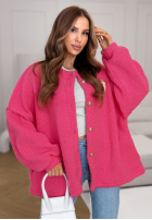 Krótka kurtka sherpa kożuszek April Feels różowa