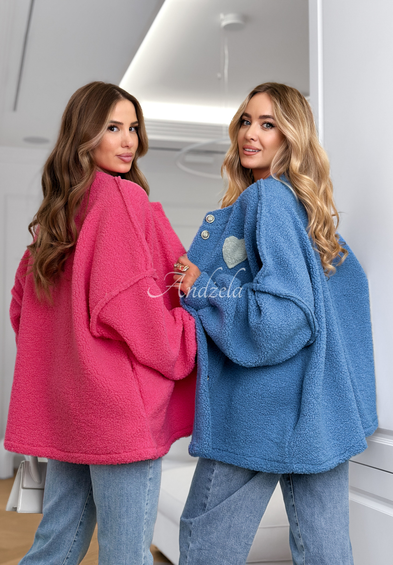 April Feels pink short sherpa jacket