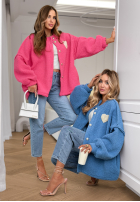 Krótka kurtka sherpa kożuszek April Feels niebieska