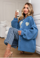 Krótka kurtka sherpa kożuszek April Feels niebieska