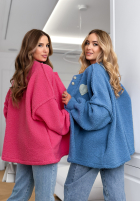 Krótka kurtka sherpa kożuszek April Feels niebieska