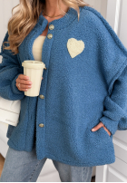 Krótka kurtka sherpa kożuszek April Feels niebieska