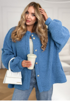 Krótka kurtka sherpa kożuszek April Feels niebieska