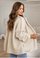 Krótka kurtka sherpa kożuszek April Feels beżowa