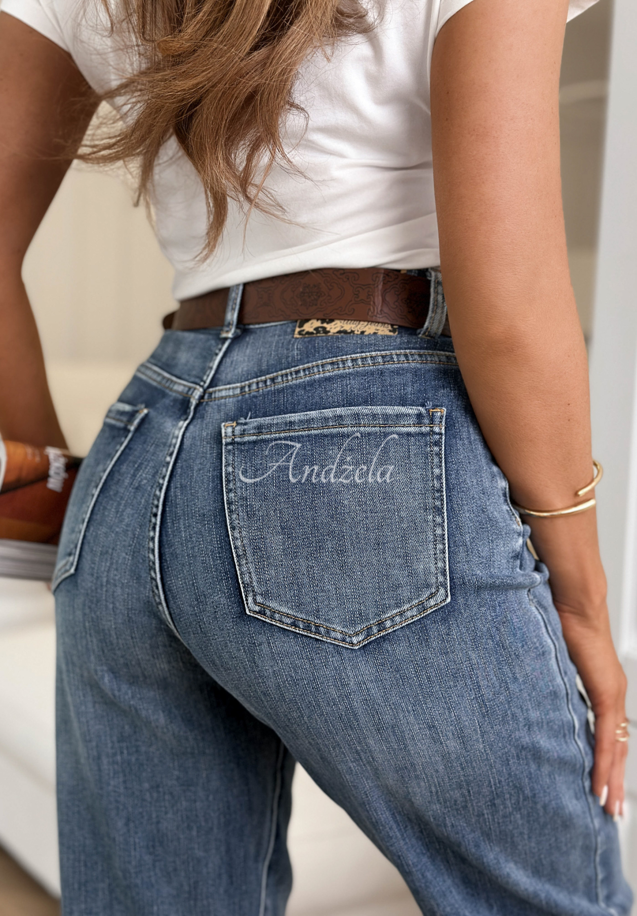 Mom fit jeans with belt Are You Sure blue