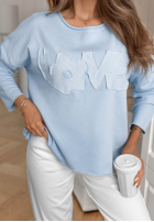 Bluzka z napisem Flowers & Love niebieska