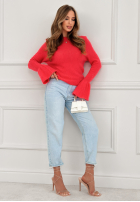 Miękki sweter z szerokimi rękawkami Spring Smoothie koralowy