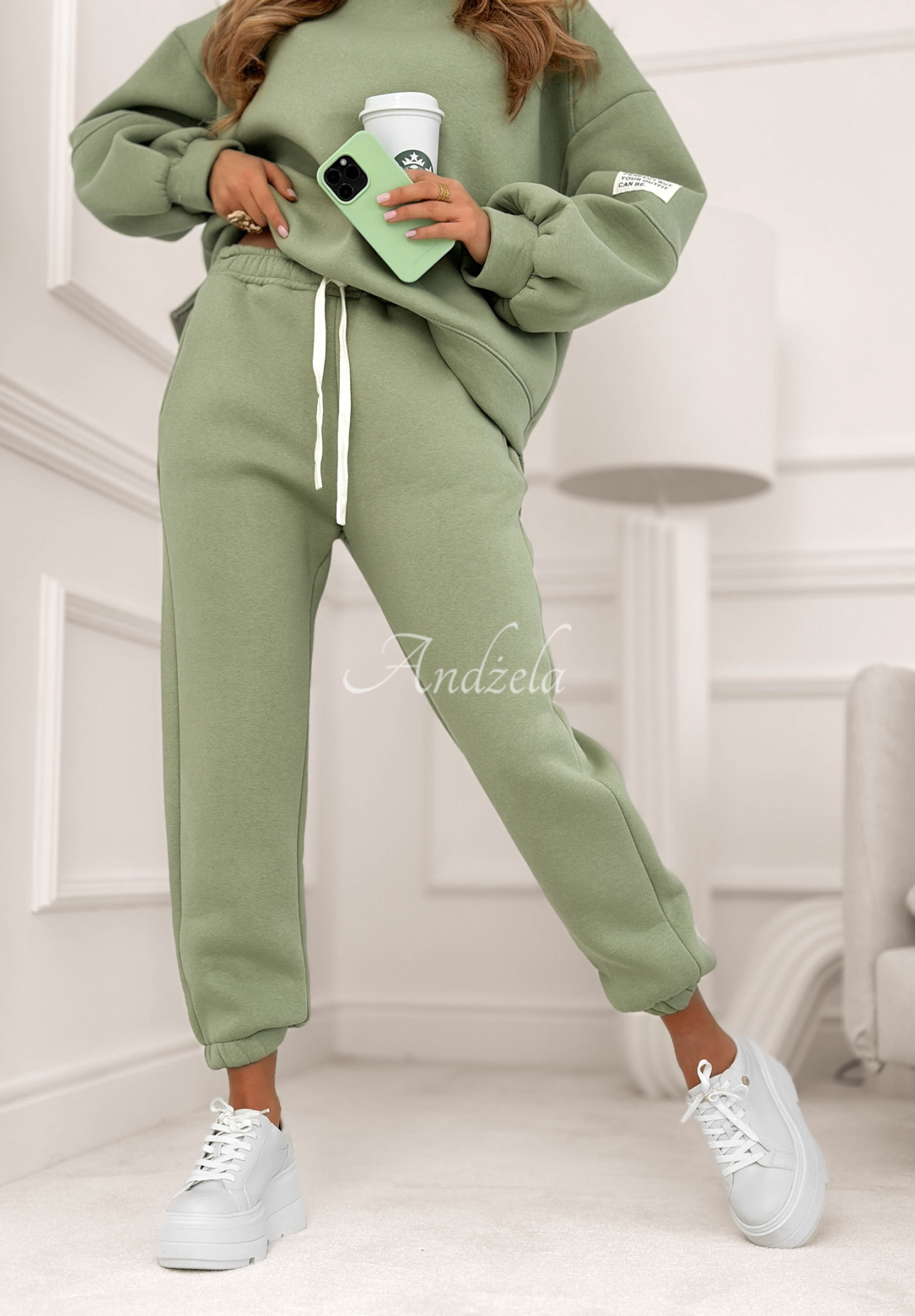 Fits Me Perfectly sage cotton tracksuit set