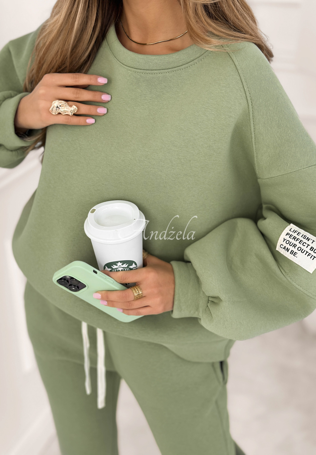 Fits Me Perfectly sage cotton tracksuit set